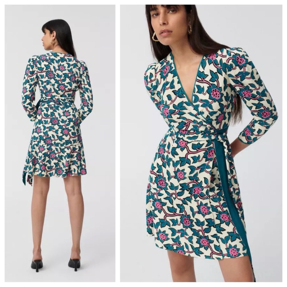 NWT DVF Charlene Crepe Mini Wrap Dress US0